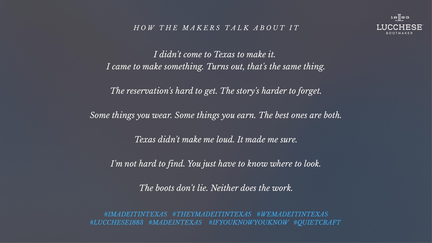 Lucchese — I Made It In Texas — Slide 13